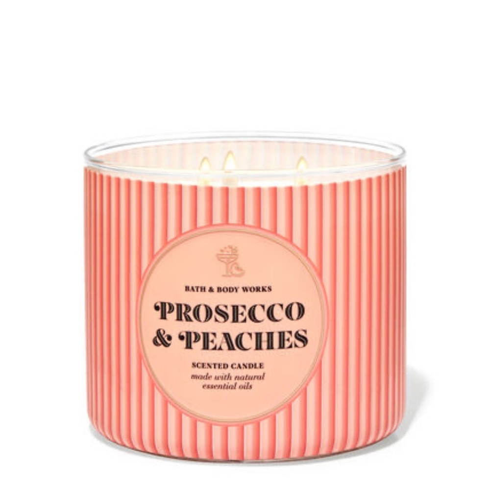 BATH AND BODY WORKS prosecco and peaches 3 wick candle